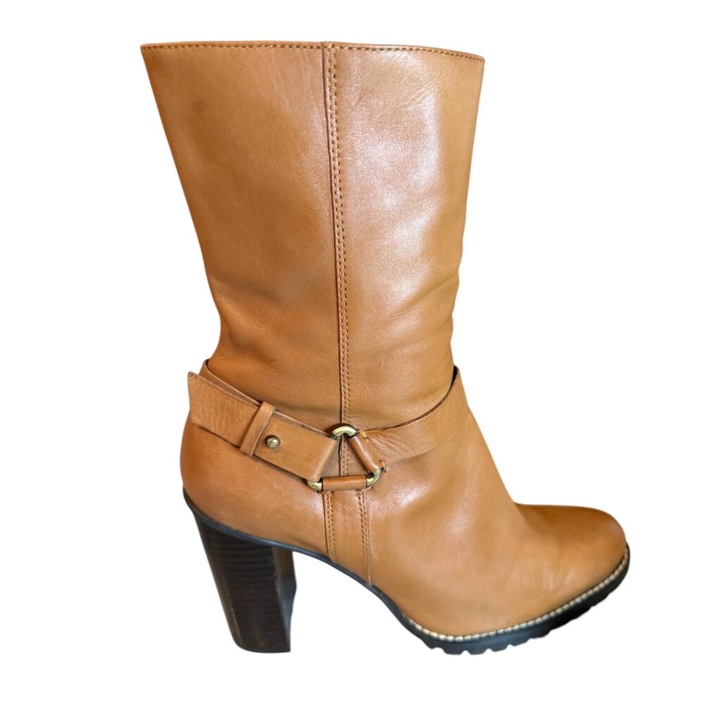Vintage Enzo Angiolini Carmel Leather Lug Sole Boots 7.5